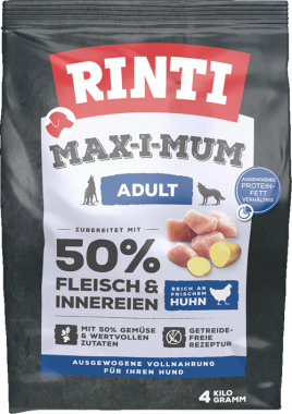 RINTI MAX-I-MUM Trockenfutter Huhn, für ausgewachsene Hunde, 4kg, 402621
